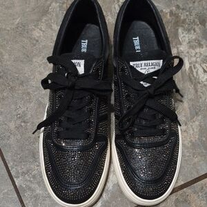 True Religion Black and White Sneakers with Rhinestones